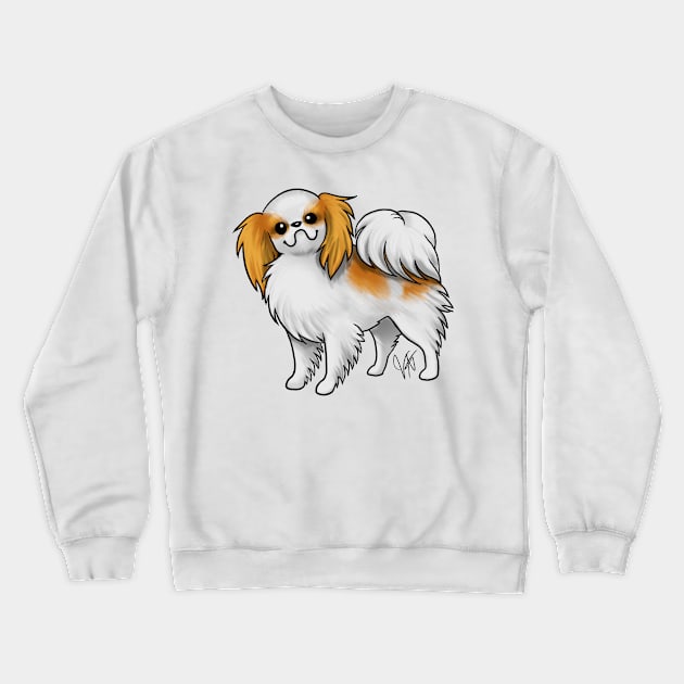 Dog - Japanese Chin - Brown and White Crewneck Sweatshirt by Jen's Dogs Custom Gifts and Designs